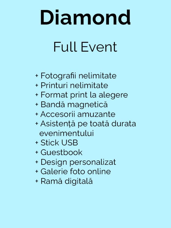 Pachet Diamond cabină foto Timișoara – servicii photo booth pentru nuntă, botez și evenimente corporate