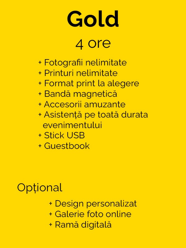 Pachet Gold cabină foto Timișoara – servicii photo booth pentru nuntă, botez și evenimente corporate