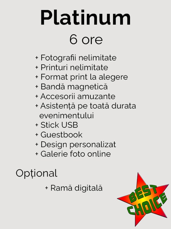 Pachet Platinum cabină foto Timișoara – servicii photo booth pentru nuntă, botez și evenimente corporate